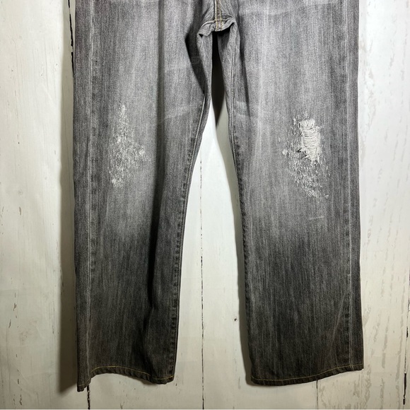 Ed Hardy Straight Leg Y2K Distressed Destroyed Embroidered Denim Jeans Size 36 - Picture 7 of 15